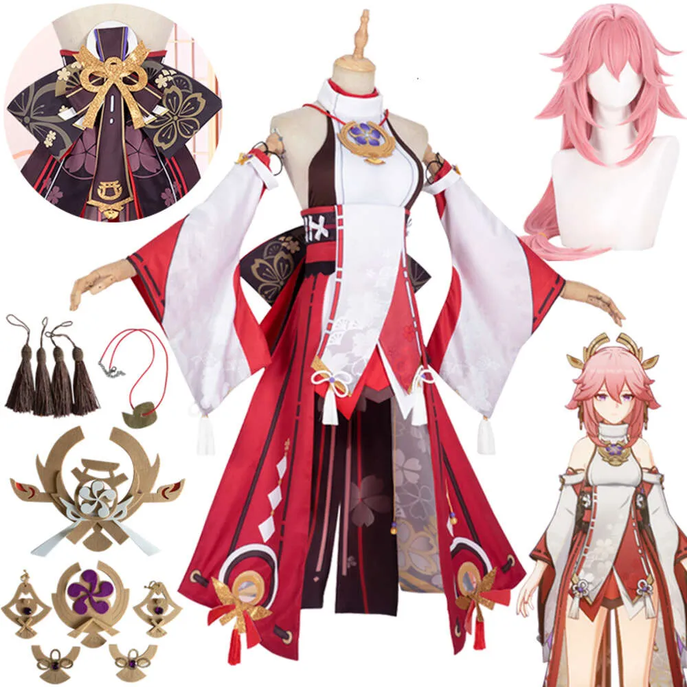 Yae Miko Genshin Impact Costume Cosplay Parrucca Vestito Gioco Genshin Yaemiko Guuji Yae Cosplay Costumi di Halloween Party per le donnecosplay