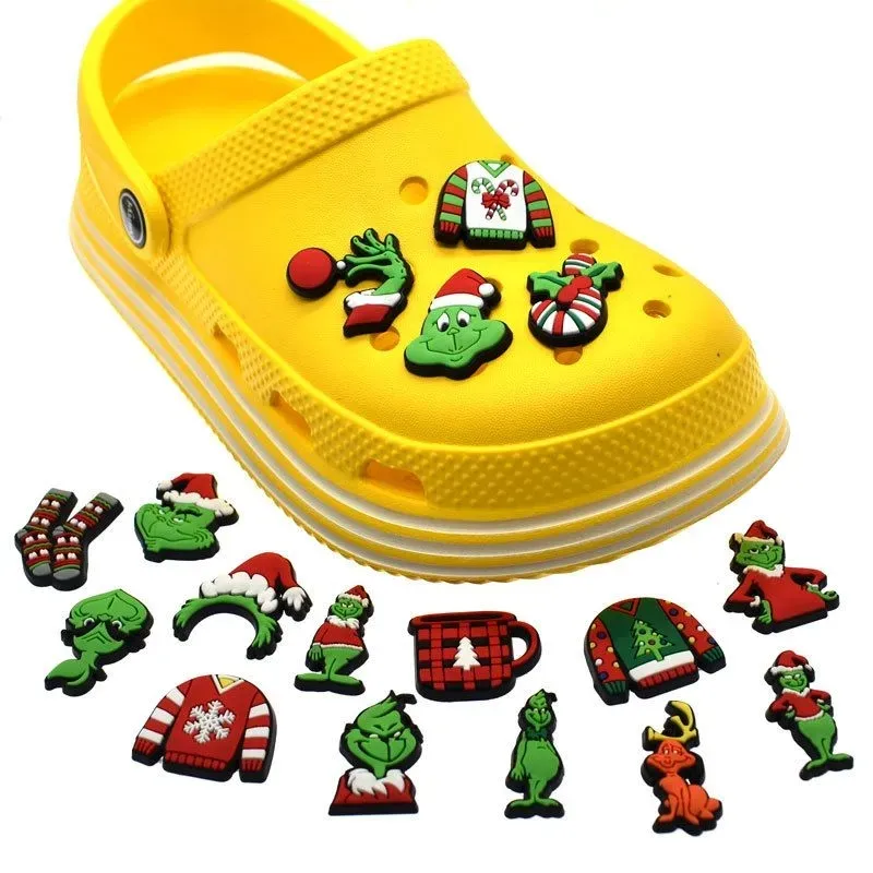 Presente de festa macio pvc sapato flowerr natal croc sapatos fivela encantos decorações para crianças festa gnome acessórios