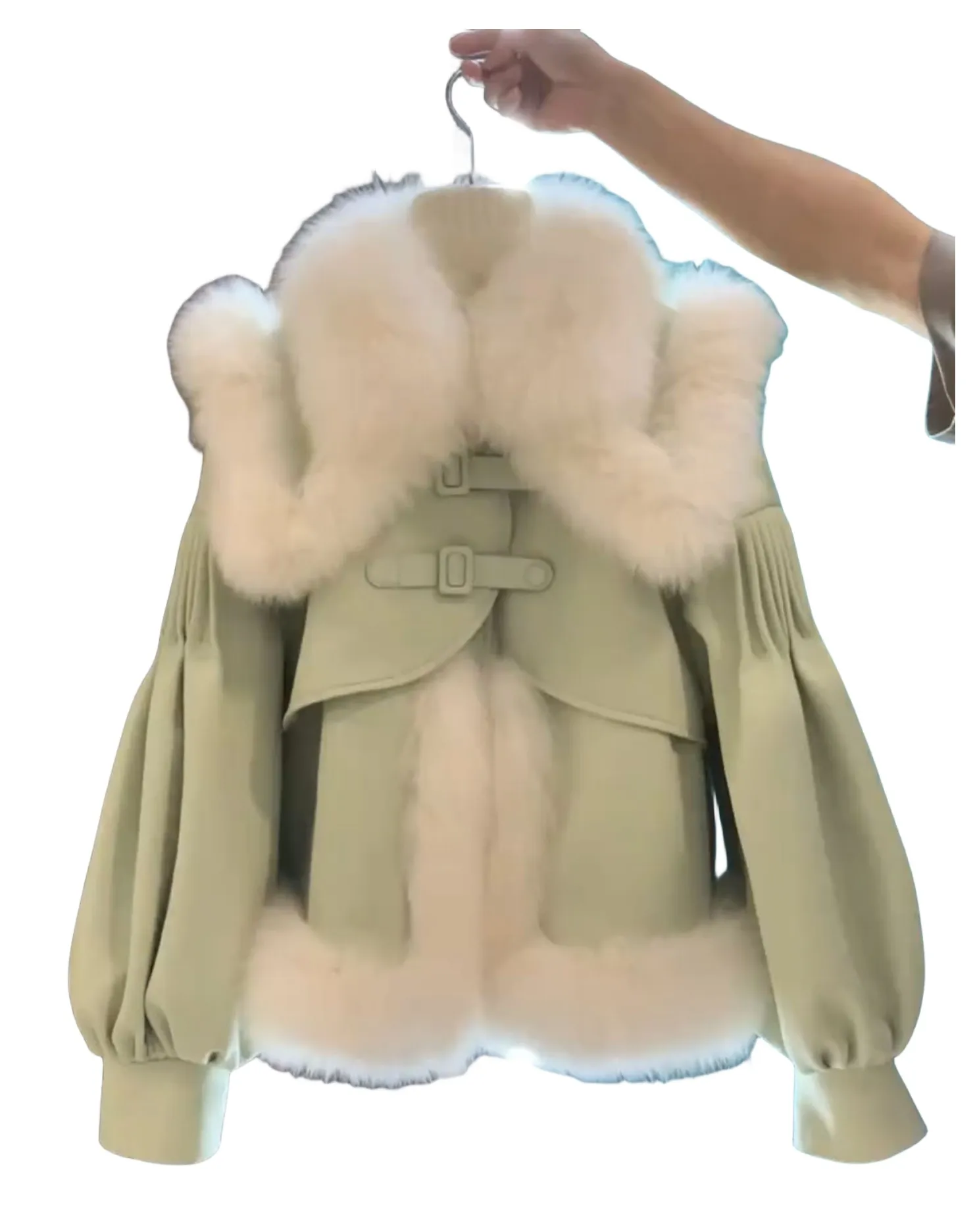 Cappotto parka imbottito in cotone a maniche lunghe con lanterna in pelliccia sintetica autunno nuova da donna SMLXLXXL