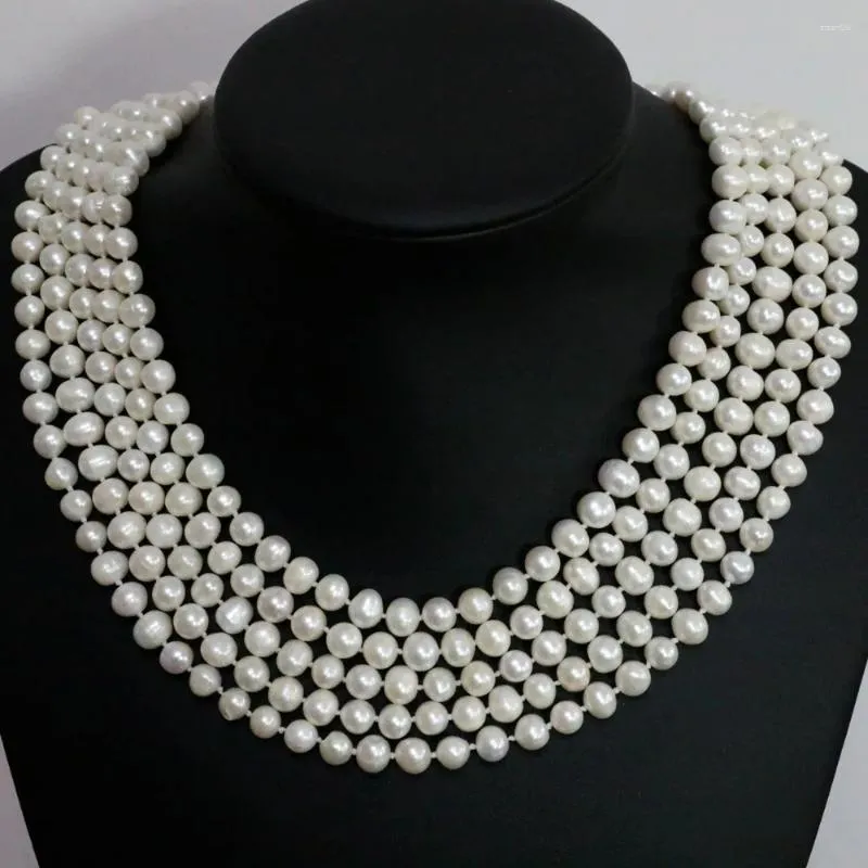 Łańcuchy modne naturalne białe perły okrągłe koraliki 7-8 8-9 mm moda długie łańcuch Naszyjnik biżuteria 100 cali
