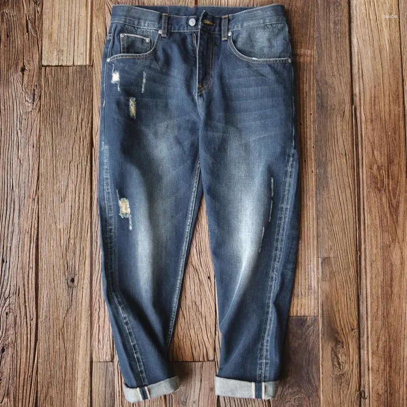 Jeans da uomo 2024 Maden Man Pantaloni da uomo Pantaloni da cowboy larghi Casual oversize in cotone strappato stile classico di marca
