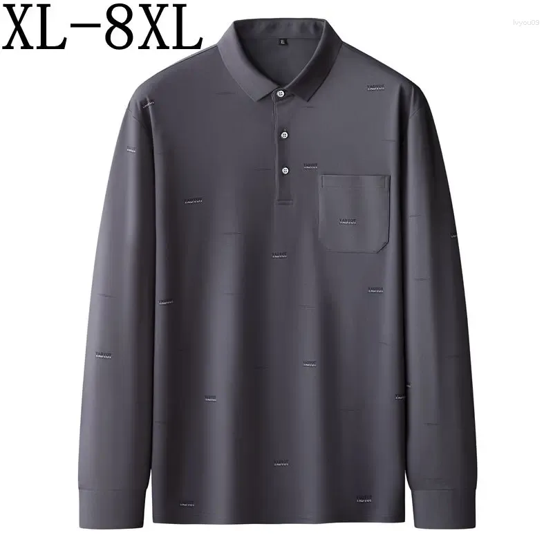 Polos męski 8xl 7xl 6xl 2023 Autumn Luksusowe koszule dla mężczyzn High End Mens koszulka z kieszenią swobodną luźną odzież męską