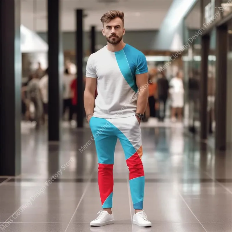 Men's Tracksuits 2023 Man Short Sleeve T-Shirts Pants 2 Piece Set Men 3D Printing Tracksuit Fashion Casual Streetwear T Shirt For