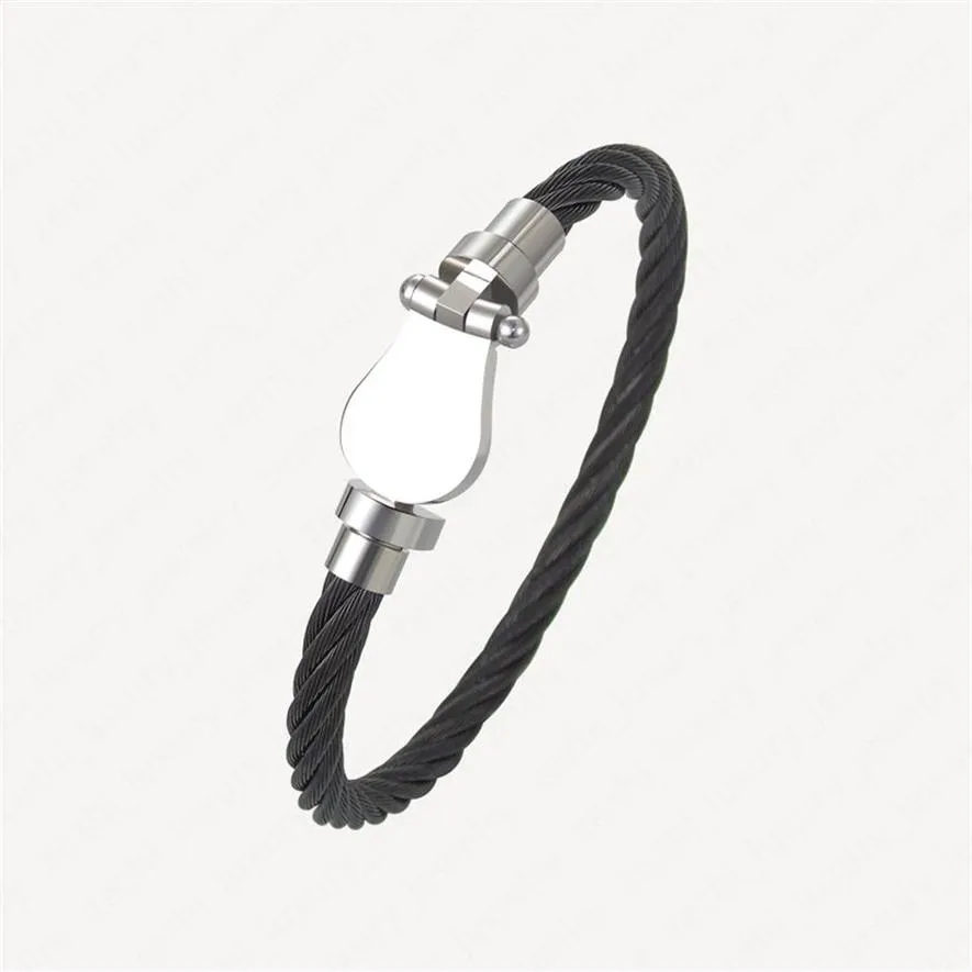 Bracelet de câble de fer à cheval de mode 18 carats plaqué or blanc bracelets en acier inoxydable noir bracelets pour hommes femmes accessoires cadeaux avec254q