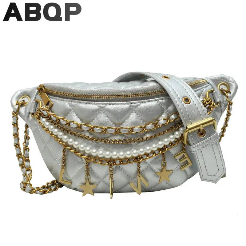 Torby w talii ABQP luksusowe kobiety fanny plecak pereł łańcuchy żeńskie torba duża pojemność projektantów piersi dziewczyna 231019