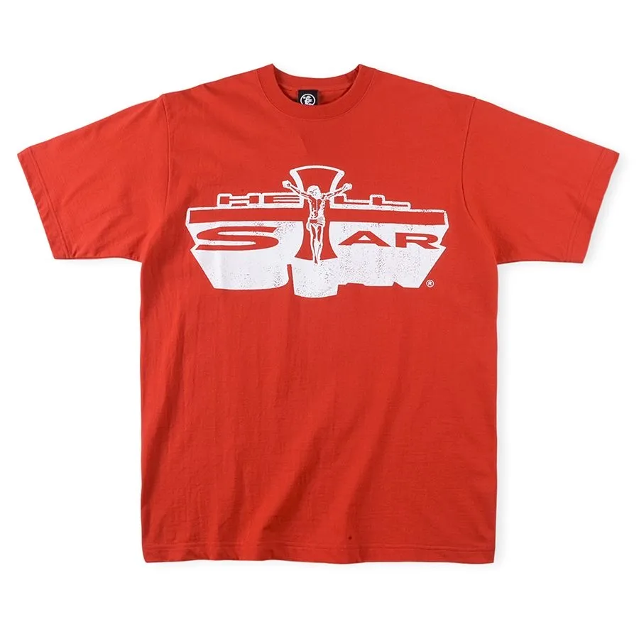 thumbnail image 2 of Hell Studios Star Records Red Tie-Dye Men's Short Sleeve Tee – Red – S-XL 2 of 5