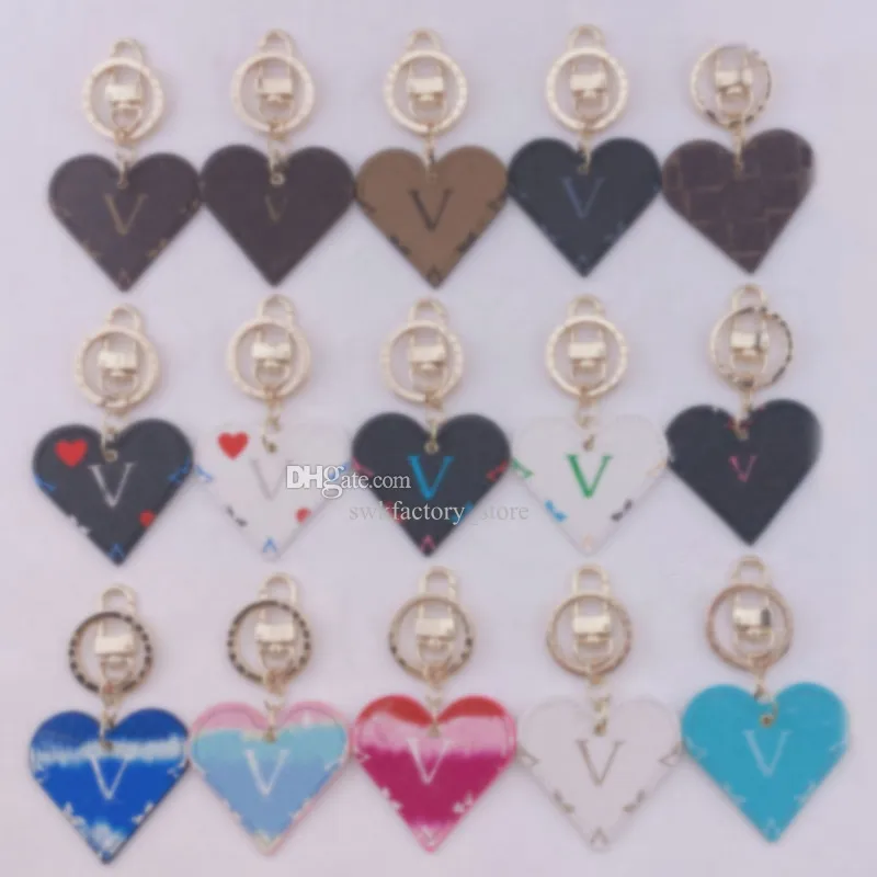 Women Keychain heart Key ring Cute PU Chain Bag Charm Boutique Car Holder Design KeyRing Accessories 20 colors