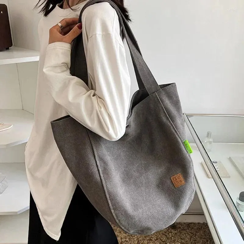 Borse da sera Borsa tote morbida in tessuto di tela moda femminile oversize Borsa di grandi dimensioni per il tempo libero casual in tessuto Shopper per il fine settimana