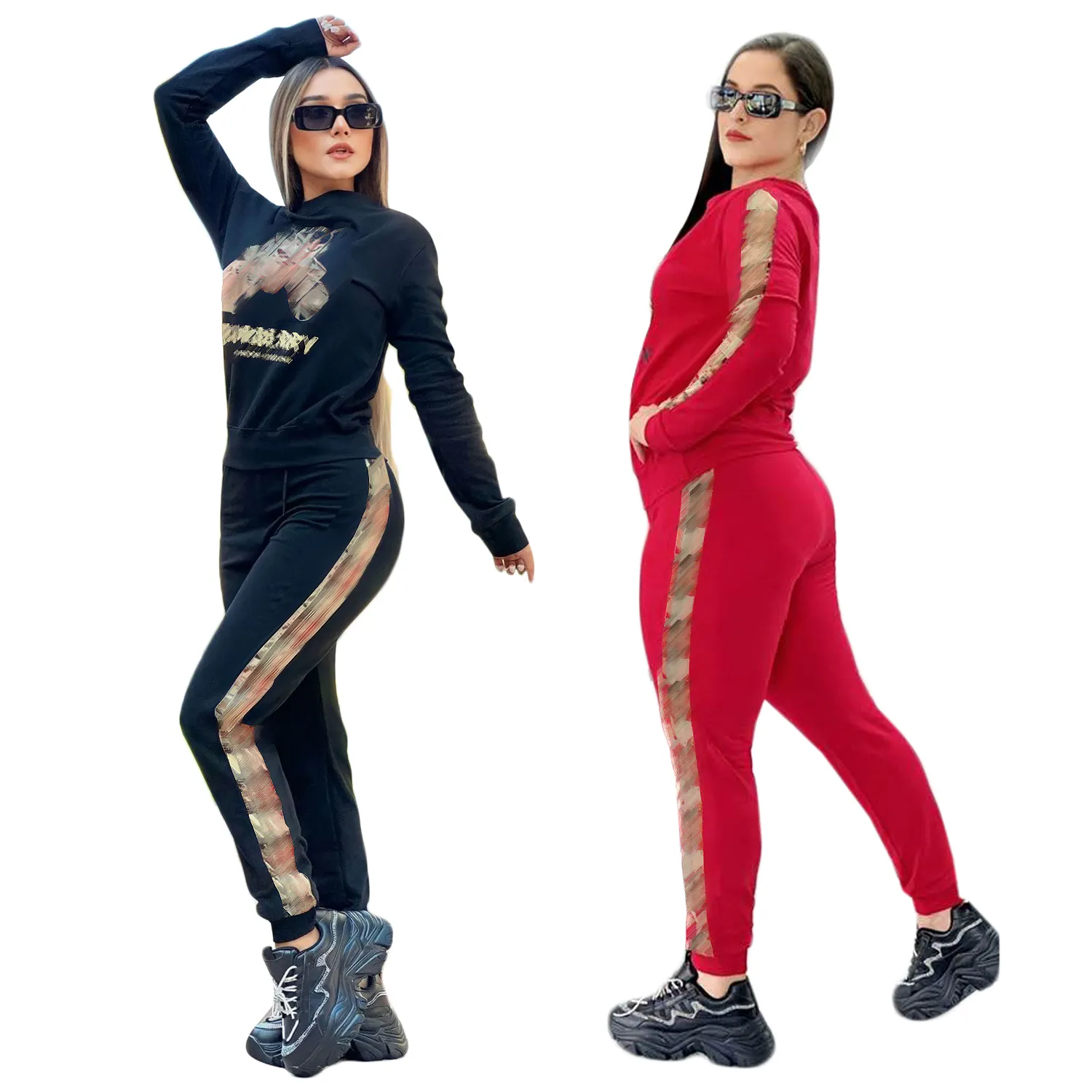 Designer Dames Trainingspakken Joggingbroek Pakken Dames Joggingkleding Designer Zwart Rood Broek Trainingspakken Gratis schip