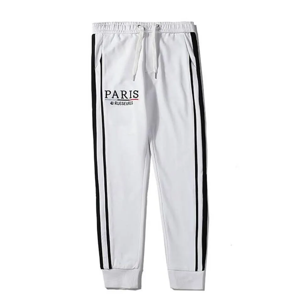 Pantalones deportivos de lujo para hombre, pantalones deportivos con cordón de marca, alta moda, colores blancos y negros, diseño de rayas laterales, Joggers244S