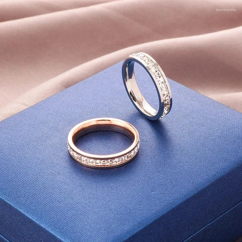 Cluster Ringen Eenvoudige En Prachtige Dubbele Rij Enkele Vierkante Zirkoon Ring Liefhebbers Liefde Belofte Meisje Mode-sieraden Maat Us5-10
