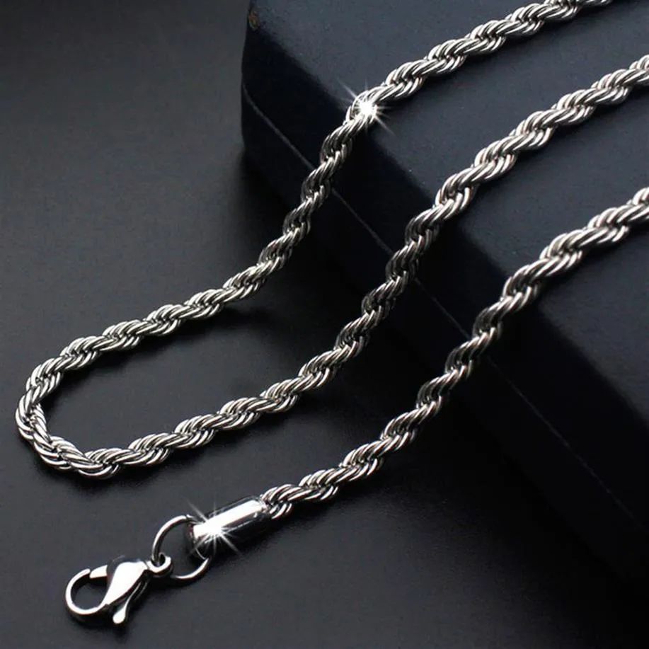 Titanium Steel Rope Ed Chains Halsband Rostfritt stål smycken Tillbehör för män kvinnor276s