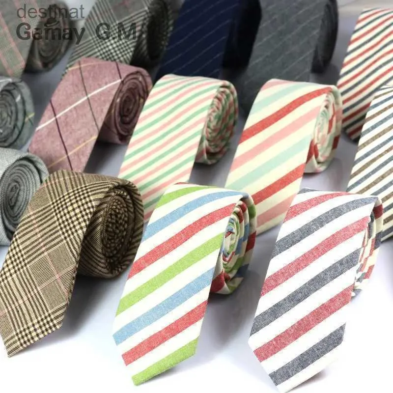 Naszyka Nowe mody męskie krawaty 100% bawełniane krawat dla mężczyzn przyczynowo paski krawat dla mężczyzn autobusów corbatas oblubieńca impreza szczupła krawat 231017