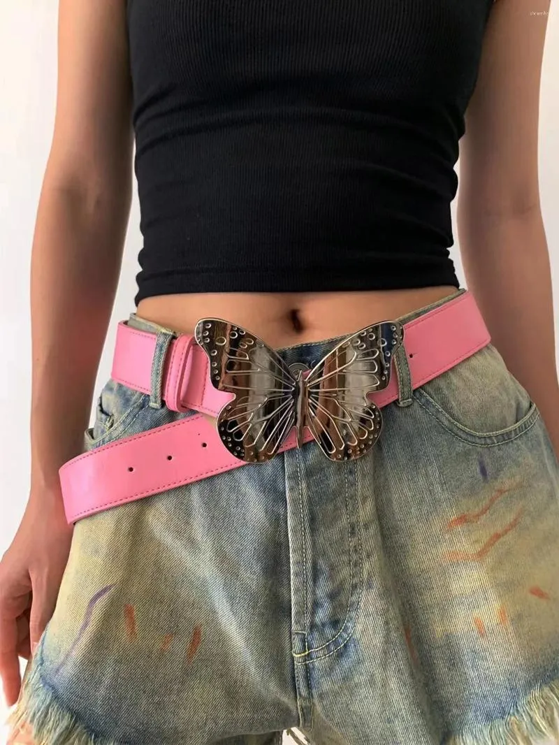 Belts Millennium Y2k Spice Girl Big Butterfly Belt Female Subculture Metal Ins Punk Jeans Decoration