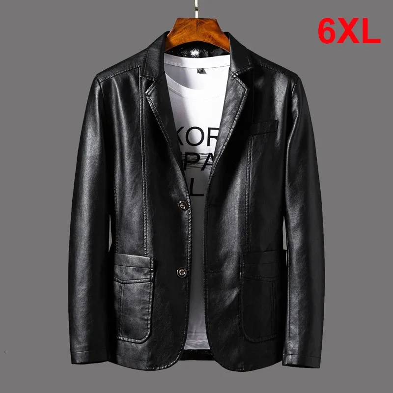 Hommes en cuir Faux printemps PU vestes hommes couleur unie manteau décontracté moto Biker veste mâle vêtements grande taille 5XL 6XL HX294 231018