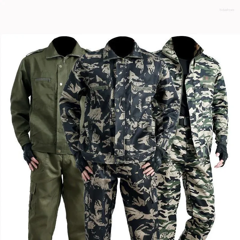 Fatos de treino masculino ao ar livre calças jaqueta camuflagem ternos resistentes ao desgaste anti-escaldante roupas de trabalho soldadores roupas de seguro de trabalho