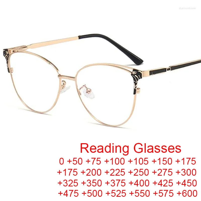 Solglasögon 2023 mode kvinnor anti ljusblå katt ögonläsningsglasögon ram retro klar lins optisk dator presbyopia glasögon