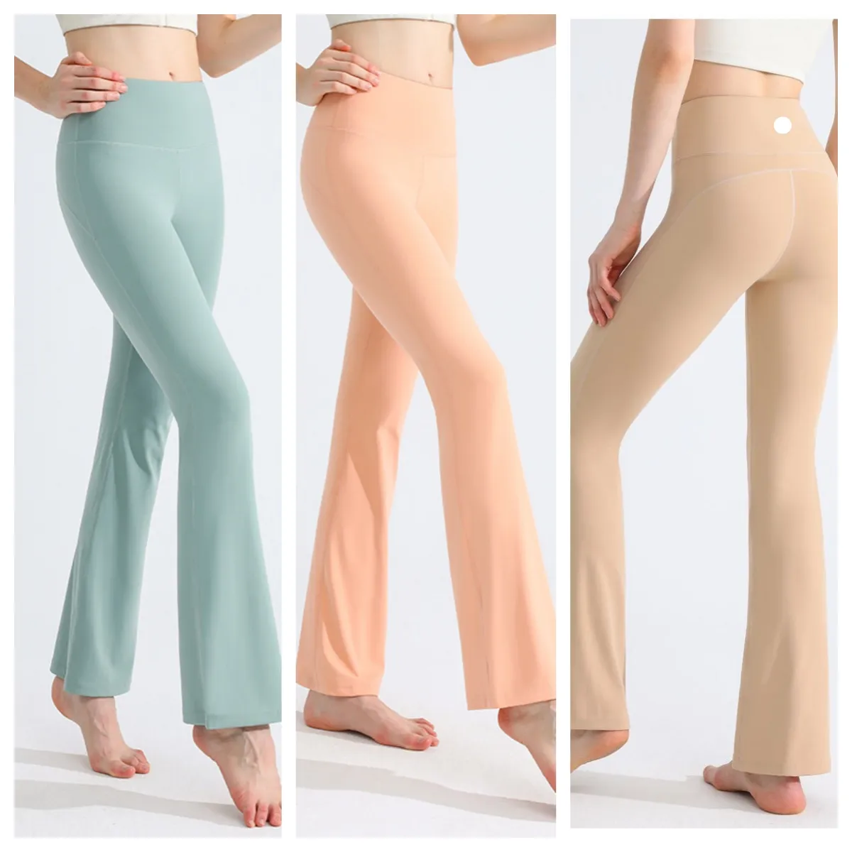 LU-920 Women Wide Leg Yoga Pants High Waist Slim Hip Fitness Pants Naked Breathable Sports Flare Pants