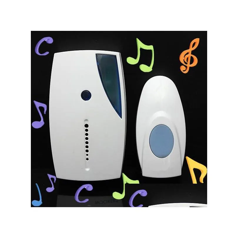 Door Locks White Portable Mini Led 32 Tune Songs Musical Music Sound Voice Wireless Chime Door Room Gate Bell Doorbell Add Remote Cont Dhch9