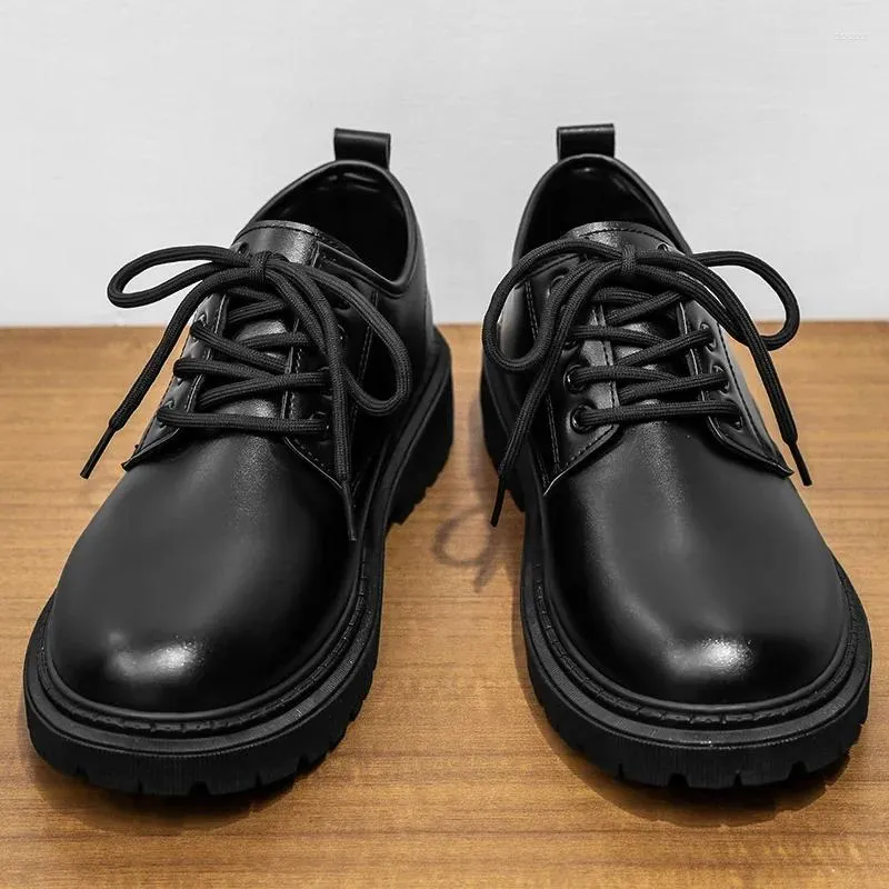Dress Shoes Men's 2023 Summer British Style Black Casual Leather Business Big Head Work Fashion