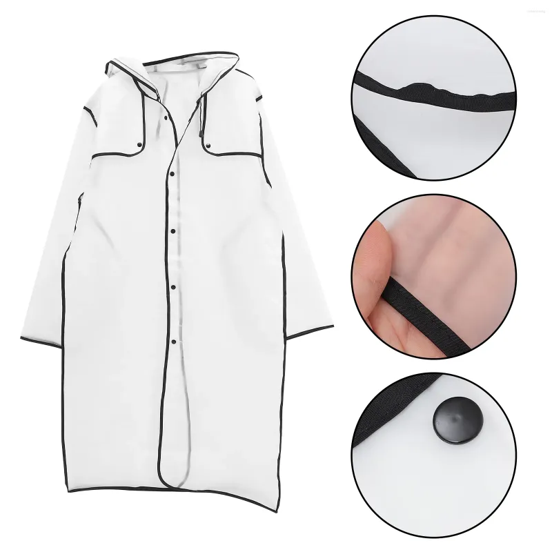 Regenmäntel Leichte Regenbekleidung Kapuzenmantel Transparenter Regenmantel Mittellange schwarze Slicker-Jacke