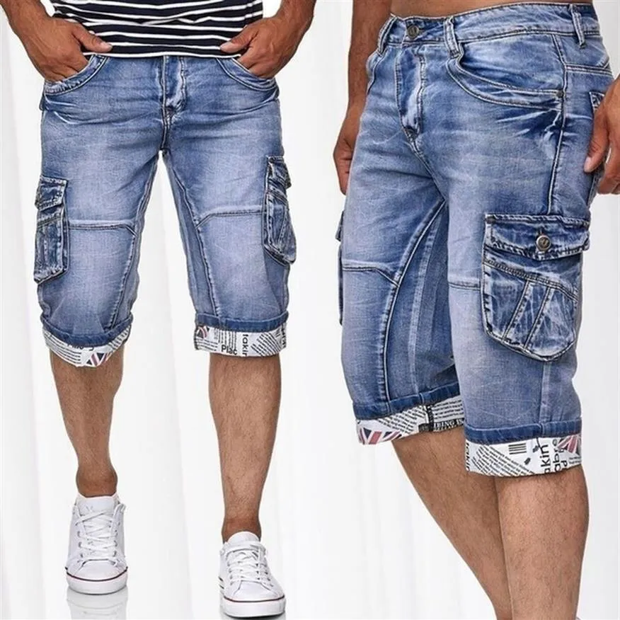 Jeans hommes pantalons courts 2021 été décontracté Streetwear vêtements pour hommes Hip Hop Jean poche maigre Denim Jean pantalon Shorts bleu 2202123002