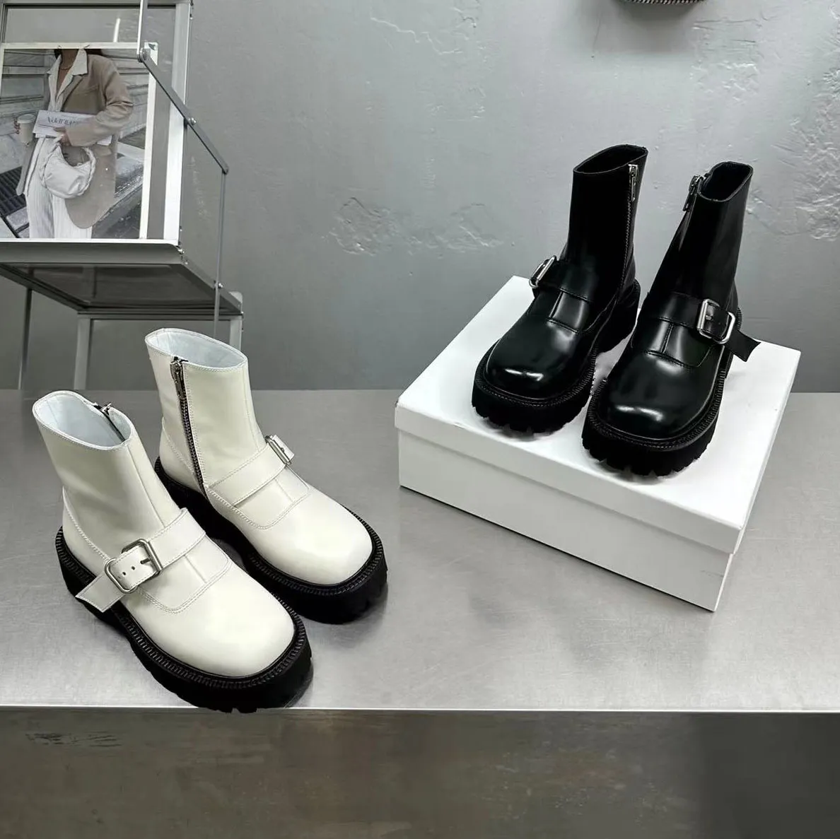 جديد ماري جين شورت بوتس أزياء متعددة الاستخدامات تصميم مريح أقدام أعلى أقدام فاخرة
