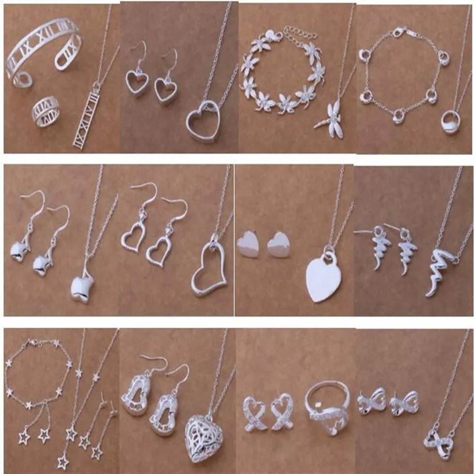 with tracking number New Fashion women's charming jewelry 925 silver 12 mix jewelry set 1460291N