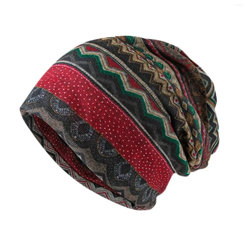 Bérets Automne Et Hiver Chaud Multi-usages Foulard Tête Imprimé Fleur Chapeau Couple Pile Hommes Femmes Chapeaux Gants Mitaines