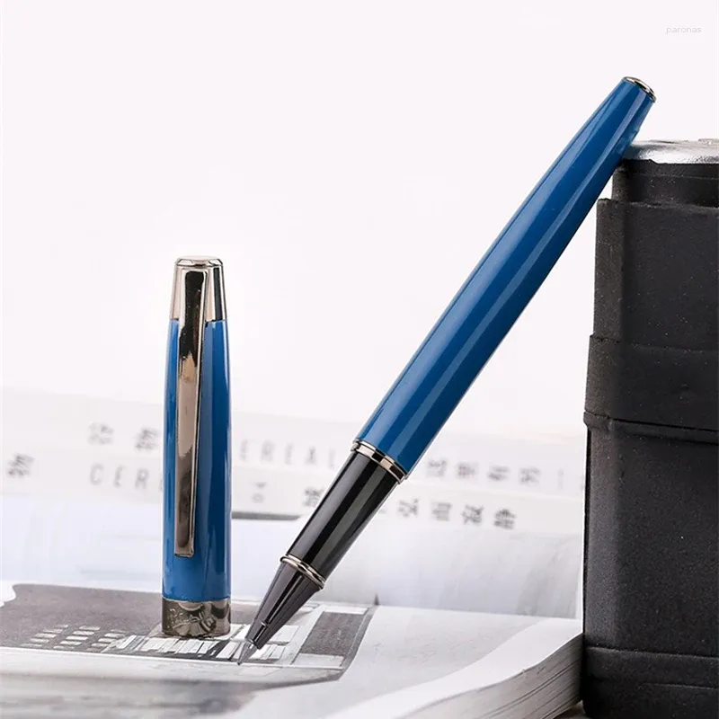 Picasso 920 Financial Stylo à bille à bille bleue avec bordure grise Encre rechargeable Coffret cadeau d'écriture luxueux