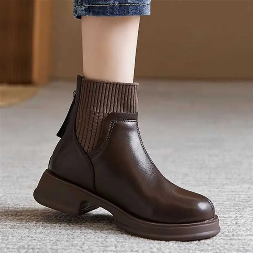 Top Boots British Style Grube Sock Buto z tylnym zamkiem zamkiem na jesienną zimę dla kobiet Nowy zagraniczny Chelsea Short