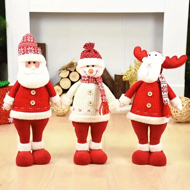 1PC Red Christmas Doll Santa Claus Snowman Deer Juldekorationer Ornament Jul tog inte upp plyschleksaker, nyårsgåvor, julgrandekorationer