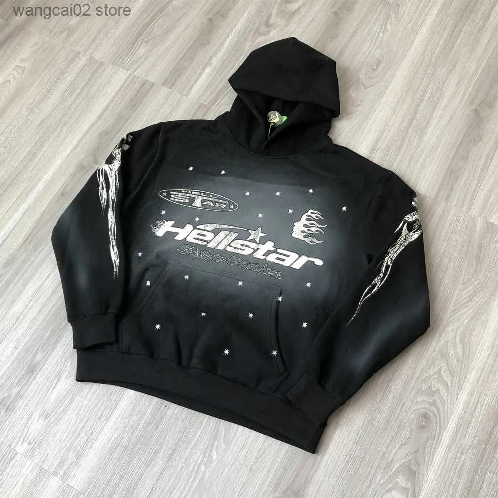 Felpe con cappuccio da uomo Felpe Frog Drift Streetwear HELLSTAR Abbigliamento vintage stampato Migliore qualità Allentato oversize Casual Velluto Pullover Top Felpe con cappuccio per uomo T231019