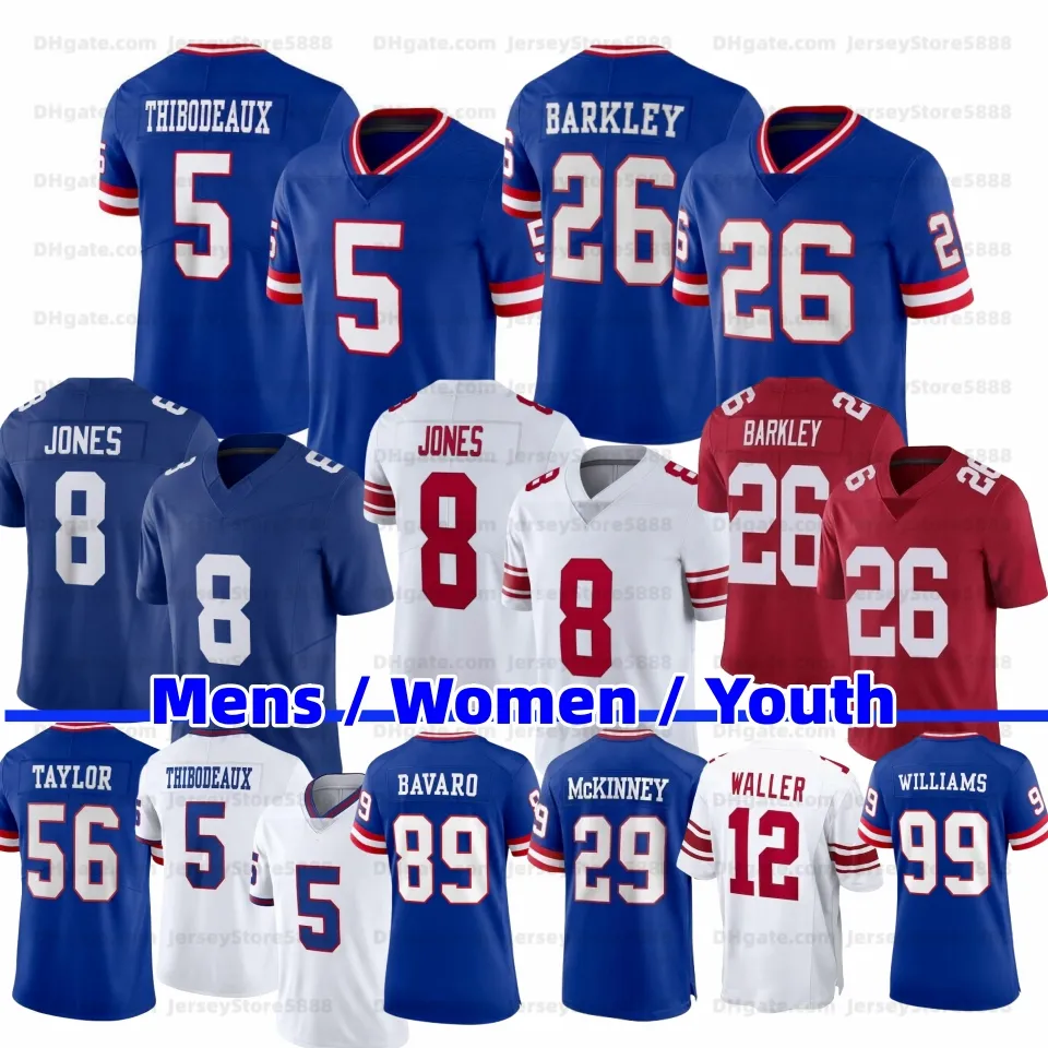 26saquon Barkley Kayvon Thibodeaux Custom Football Jerseys Daniel Jones Dexter Lawrence II Taylor Deonte Banks Jalin Hyatt Darren Waller Xavier McKinney