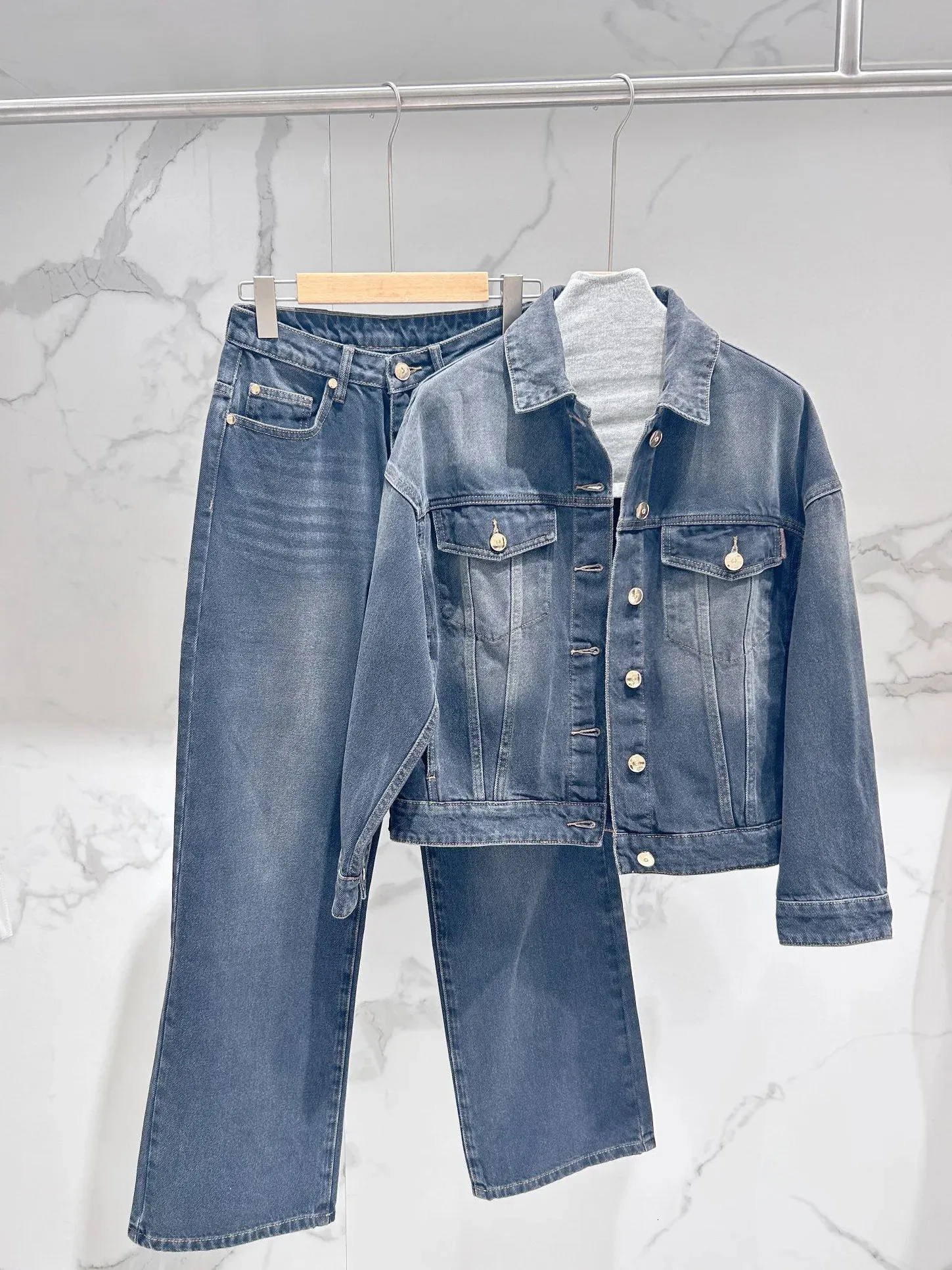 Amazing Denim Jacket And Pants Set Photos