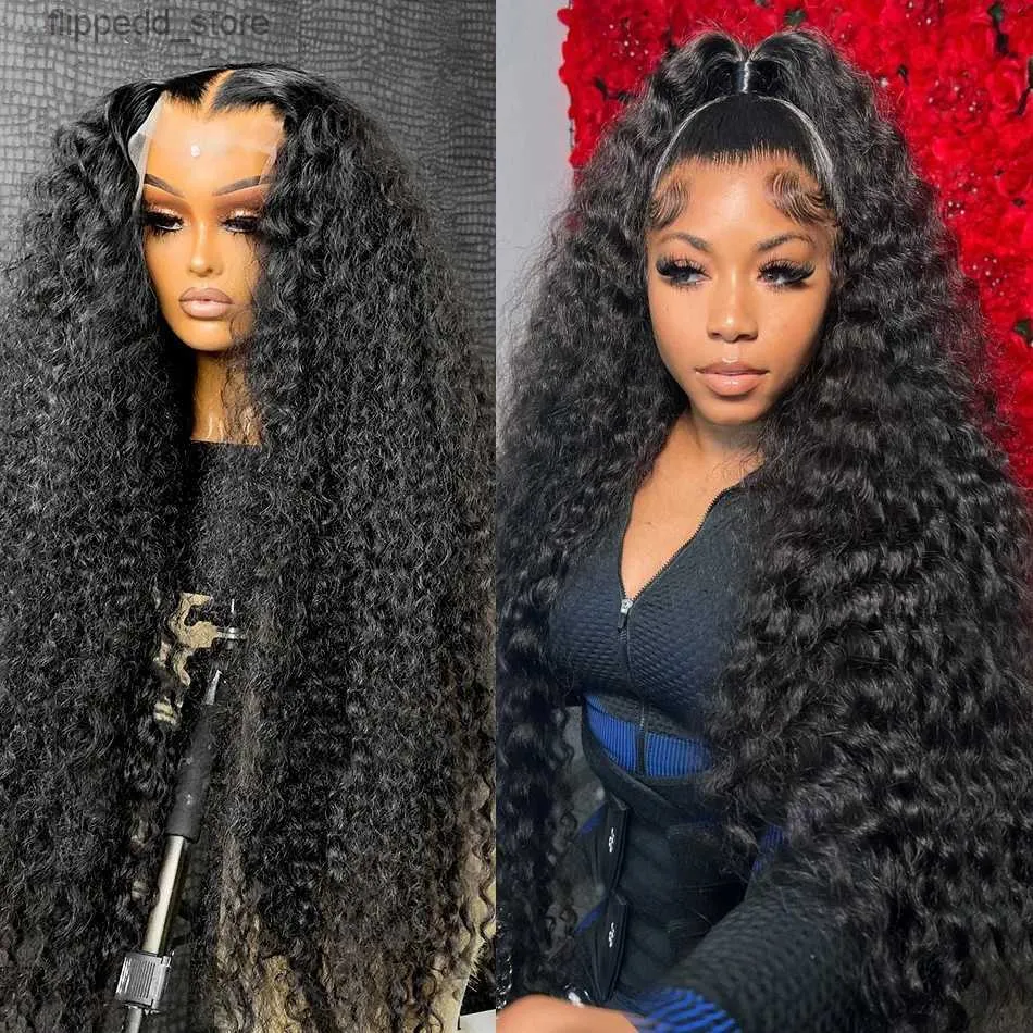 Synthetic Wigs 200 Density HD 13X6 Transparent Deep Water Wave Curly Human Hair Lace Frontal Wig 30 34 Inch 13X4 Lace Front Human Hair Wigs Q231019