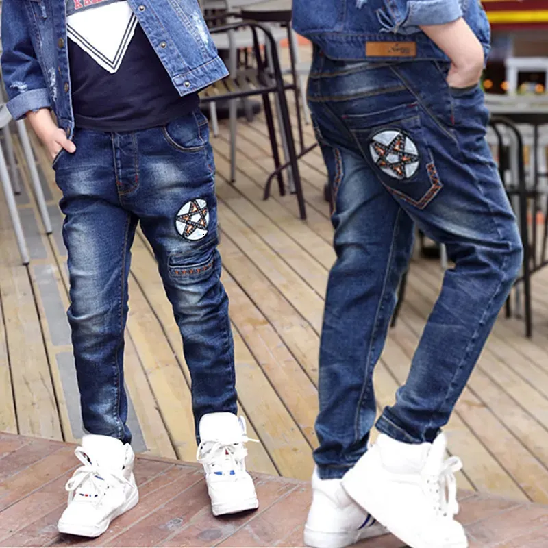 Джинсы IENENS Детские джинсы для мальчиков Классические ковбойские штаны Детская джинсовая одежда Низ Повседневные брюки для маленьких мальчиков 4, 5, 6, 7, 8, 9, 10, 11 лет 231019