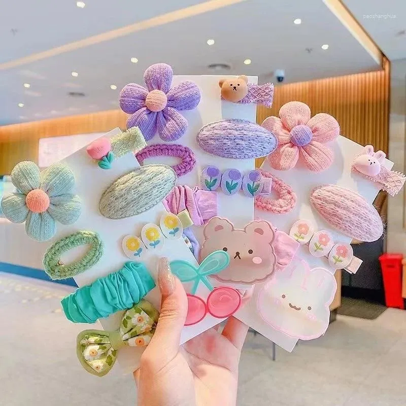 Haarschmuck 8 Teile/satz Candy Farbe Baby Clips Cartoon Blume Bogen Mädchen Haarnadel Koreanische Haarspangen Kinder