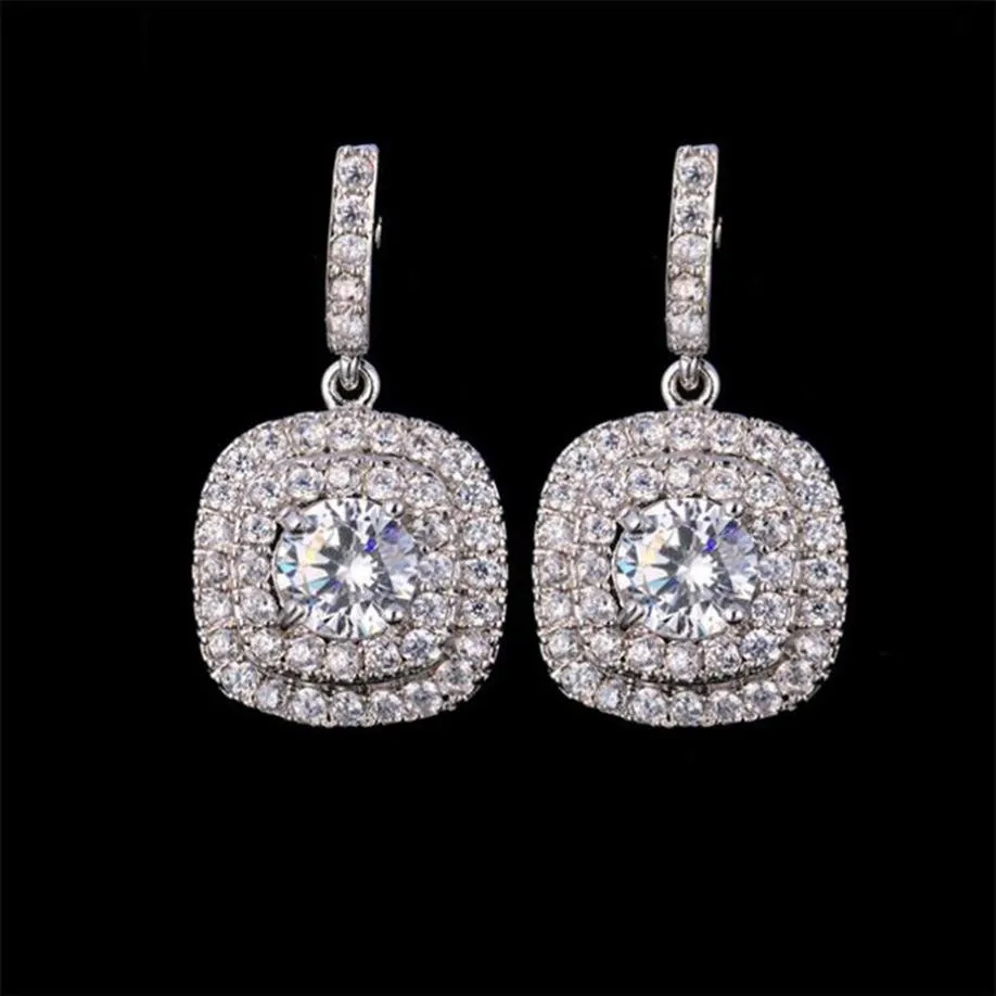 2021 Choucong Marque Dangle Boucle D'oreille Bijoux De Luxe 18k Or Blanc Remplissage Rond Coupe Topaze Saphir De Haute Qualité Promesse De Fête Femmes W269B