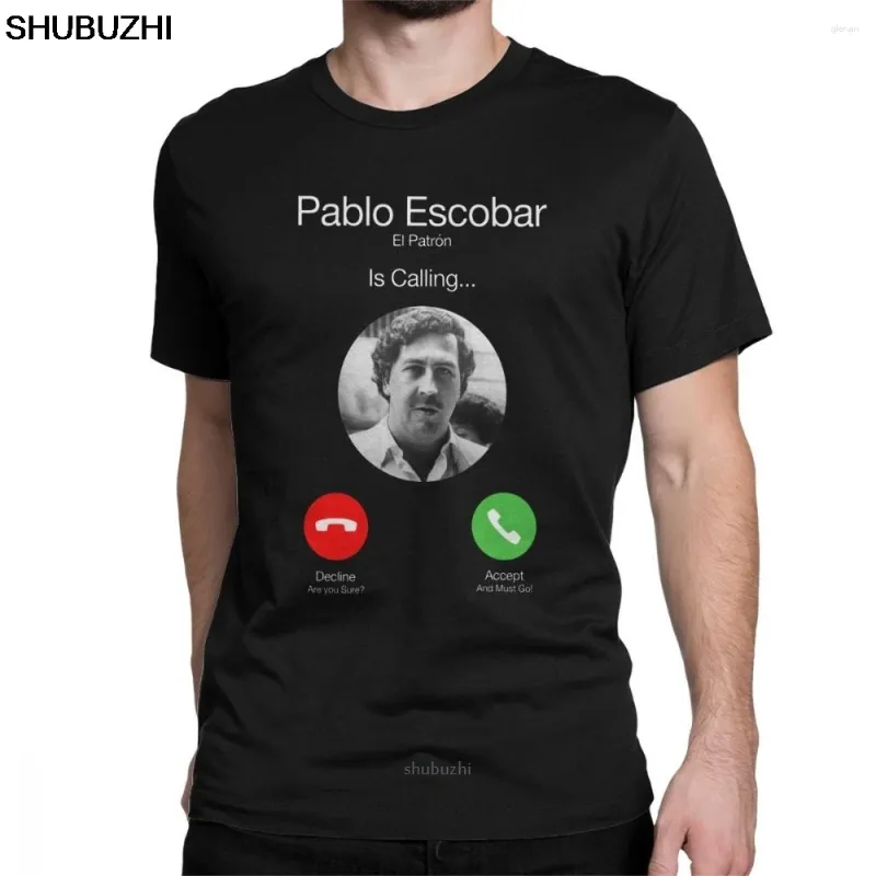 Herr t shirts pablo escobar calling el patron roliga telefon toppar bomull kort ärm o nack t-shirts sommar tees sbz8454