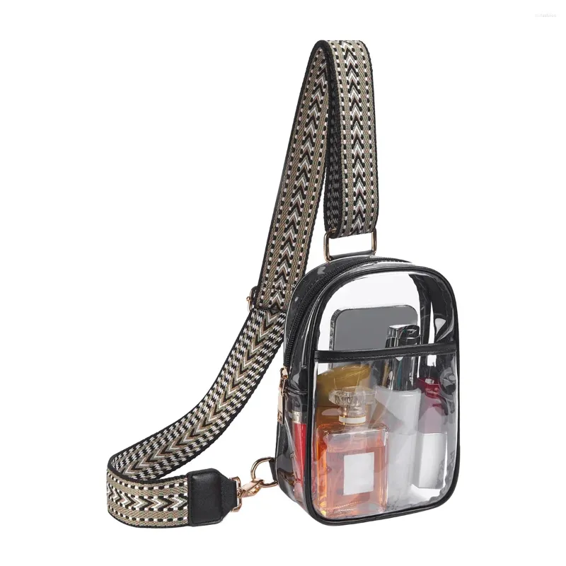 Förvaringspåsar Rensning av slingväska crossbody plånböcker för kvinnor tungt transparent bröst med justerbar rem