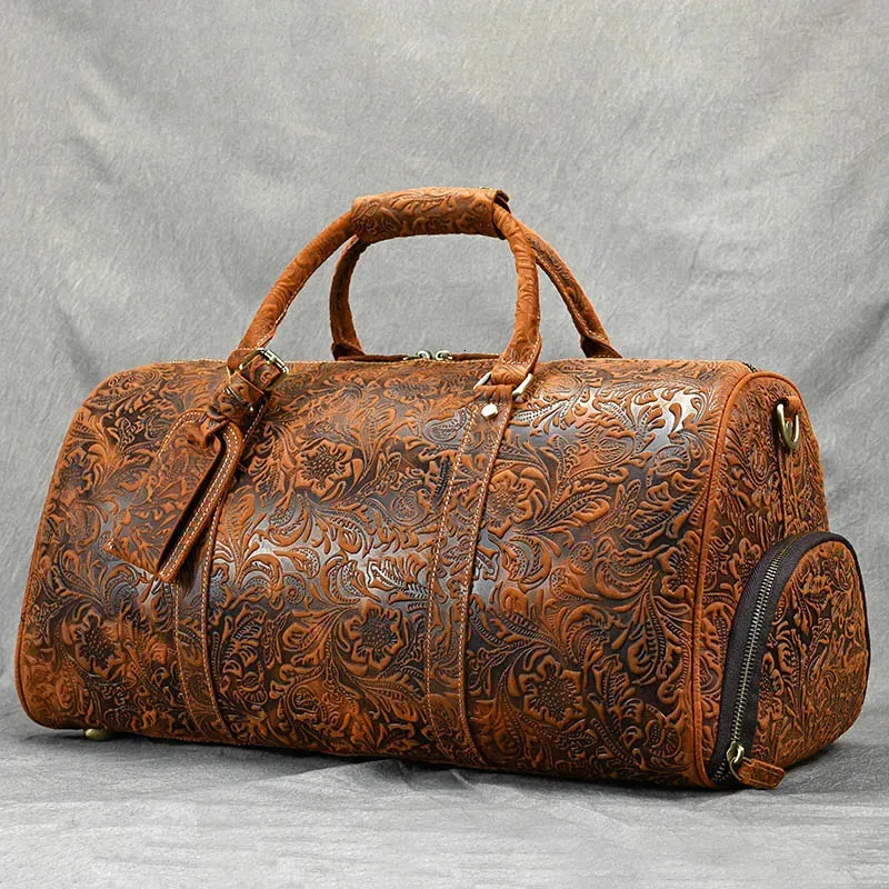 Bagage de sport de voyage en cuir 24 pouces sac vintage chèvre duffle