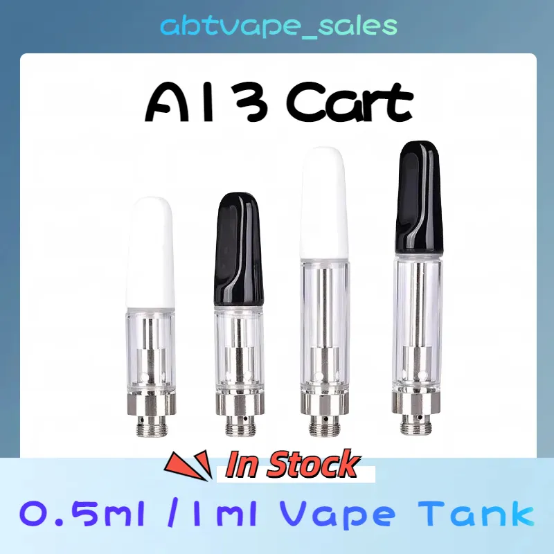 A13 chariots Bulbe Pyrex Verre gras de cartouche jetable 0,5 ml 1,0 ml Vaporisateur d'huile vide D8 D9 ATomizer d'huile de vape 10,5 mm Diamètre 510 Vapes de filet