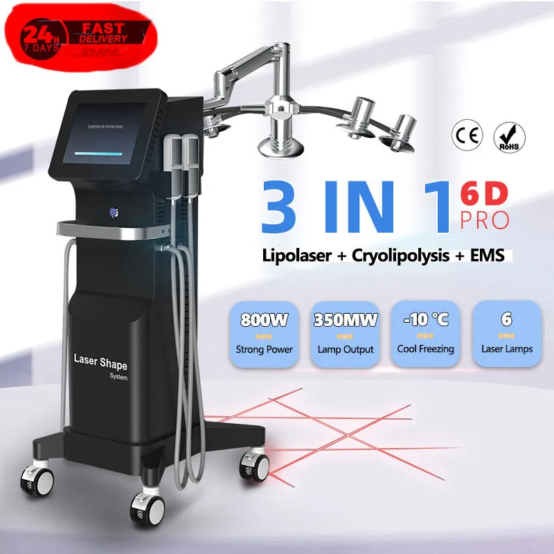 Professional 6D Slimming Machine Cold Lipo Laser Liposuction Emt Cryo Fat Reduction Cooltech Cryolipolysis Machine