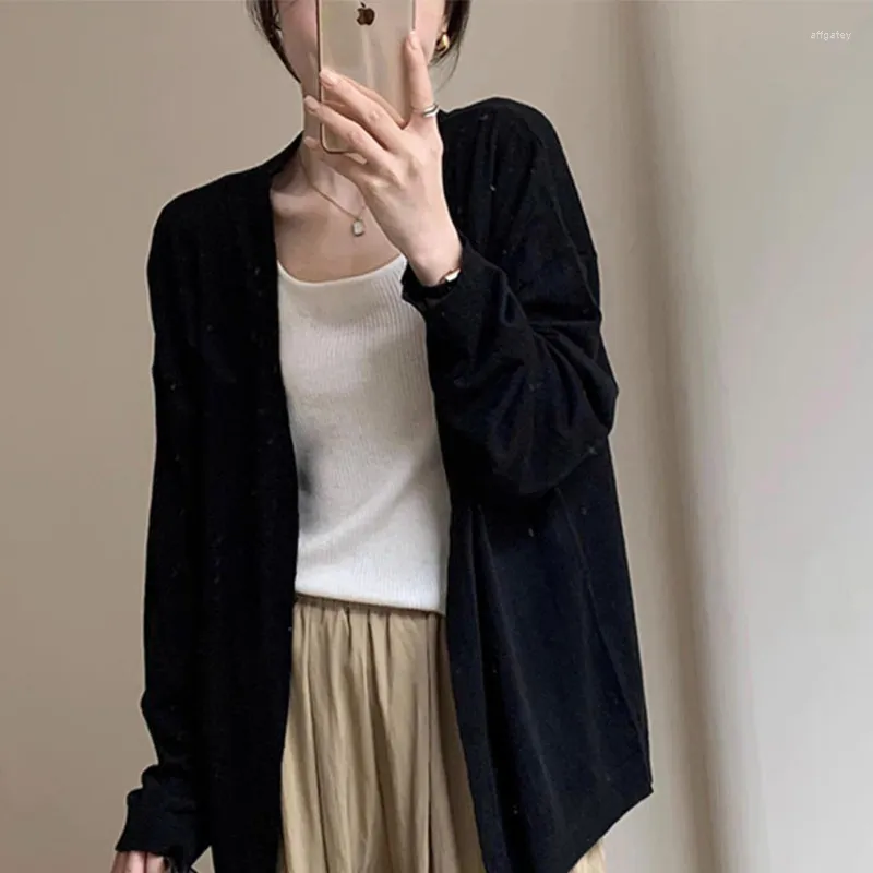 Suéteres femininos cardigan mulheres manga longa diária cor sólida macio chique simplesmente vintage básico harajuku moda camisola