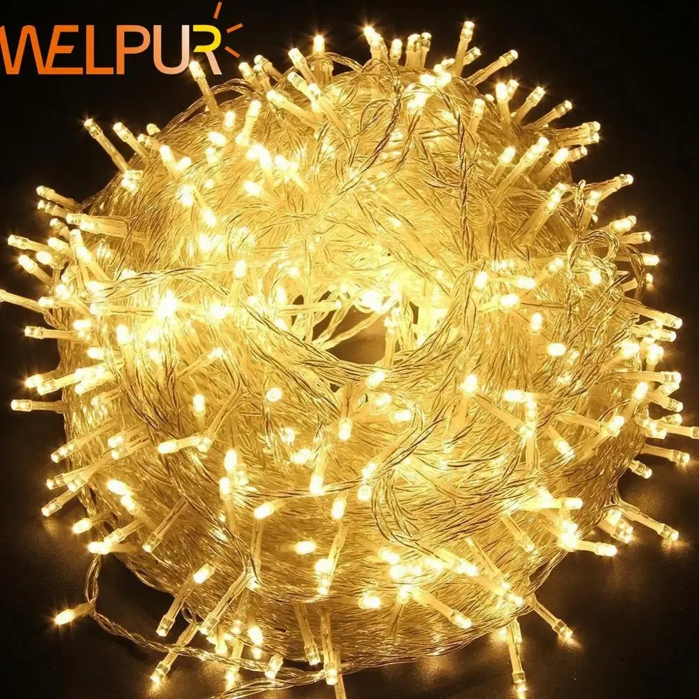 Decoraciones navideñas LED Fairy Strings Light Guirnalda impermeable al aire libre 220V 10M 20M 50M para la fiesta de Navidad Boda Decoración de cumpleaños Lámpara 231019