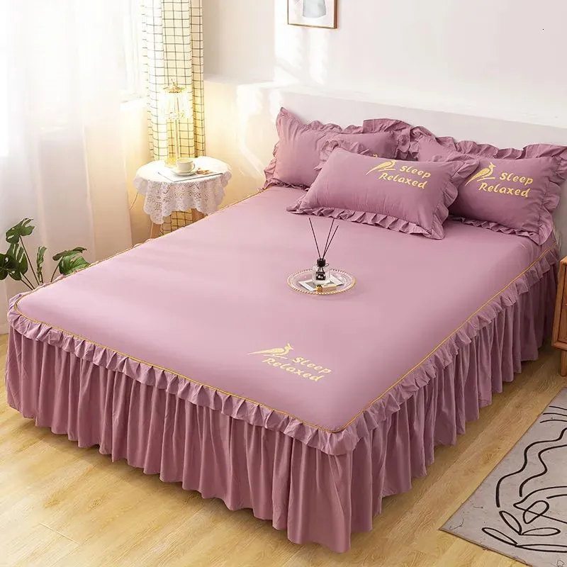 Bed Skirt Korean Edition Lace Bed Skirt Single Piece Bed Cover Protective Cover Double sided Non slip Bed Sheet Dust Cover Pillow Cover 231019