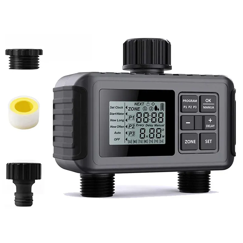 Bewateringsapparatuur Groot scherm Irrigatiecontroller Buiten 2 zones Programmeerbare tuinwatertimer Automatisch systeem 231019