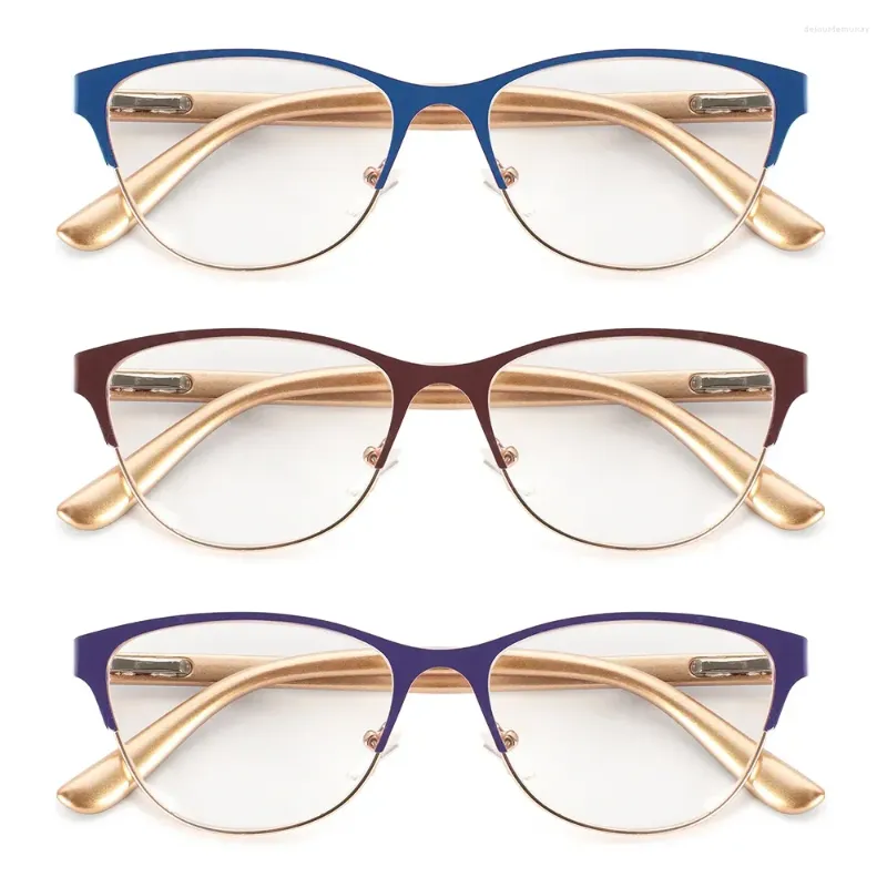 Okulary przeciwsłoneczne metalowe okulary czytania pół ramy mężczyźni kobiety przeciw fatigue hiperopia moda retro presbyopowe okulary 1,0 do 3,5 przezroczyste