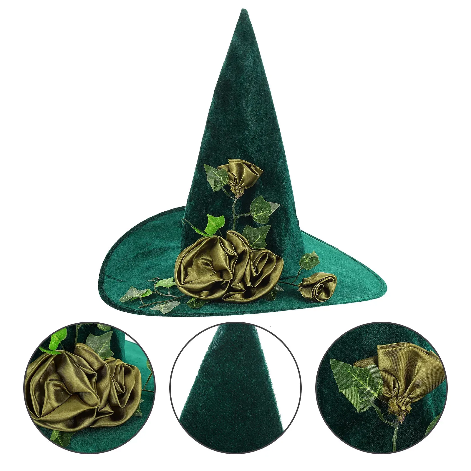 Halloween brinquedos role play outfits videira bruxa chapéu ornamento halloween flor design pontudo festival adorno 231019